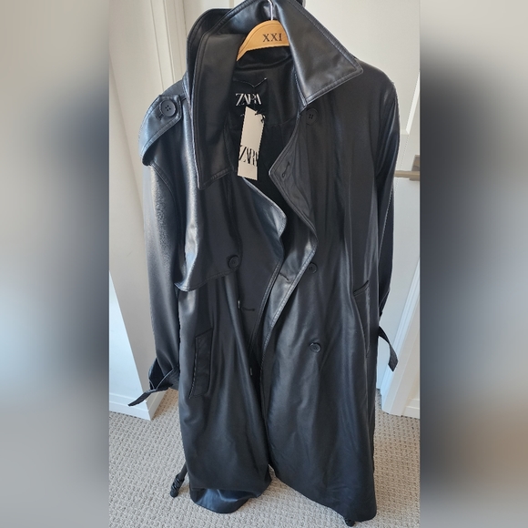 New Belted Faux Leather Trench - Picture 2 of 6